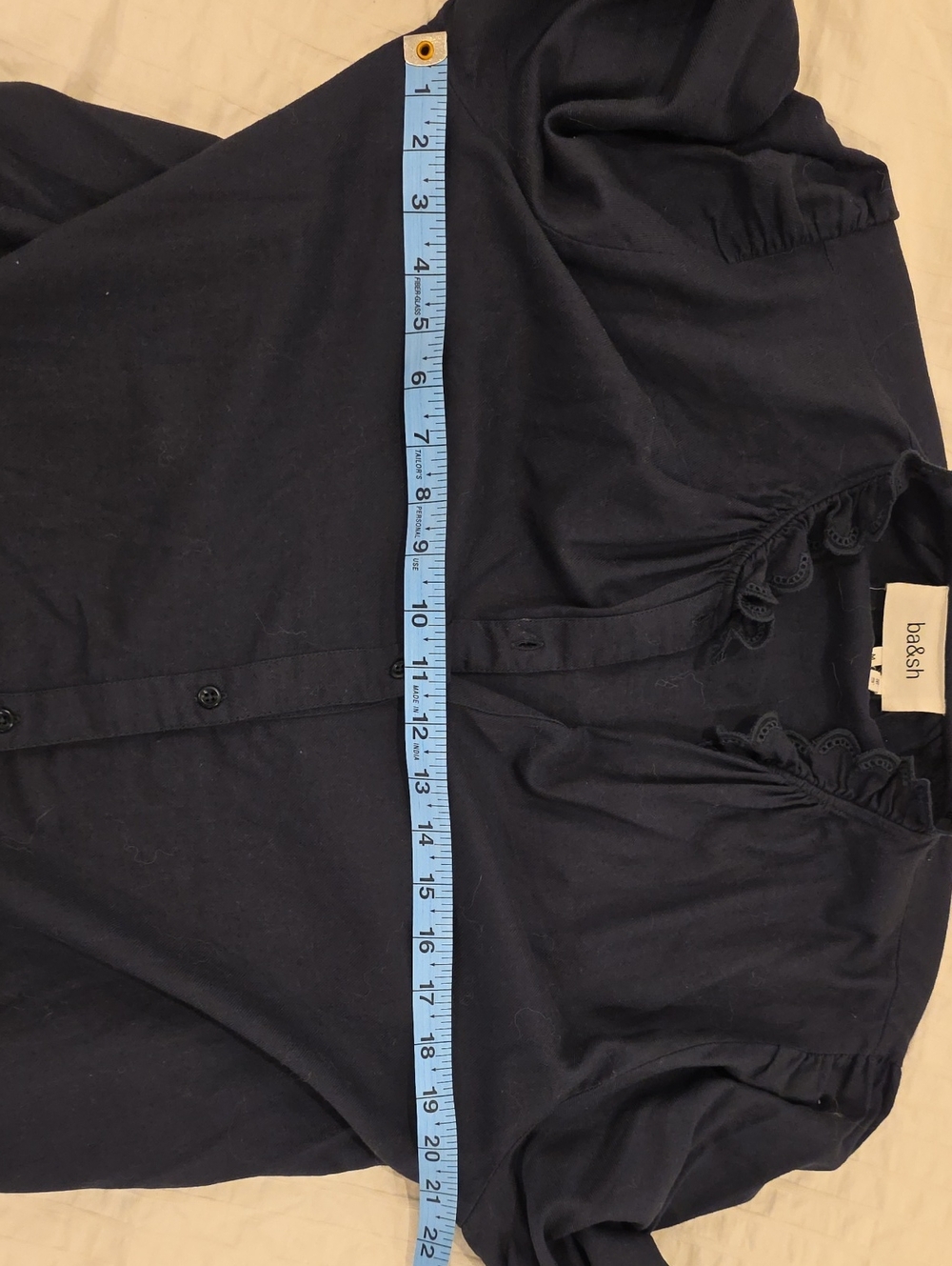 ba&sh Women's Navy Ruffled Collar Top - Picture 8 of 8
